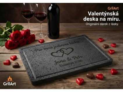 Lávový kámen GrilArt 40x30x2 cm s nerez rámečkem - Láska na kameni
