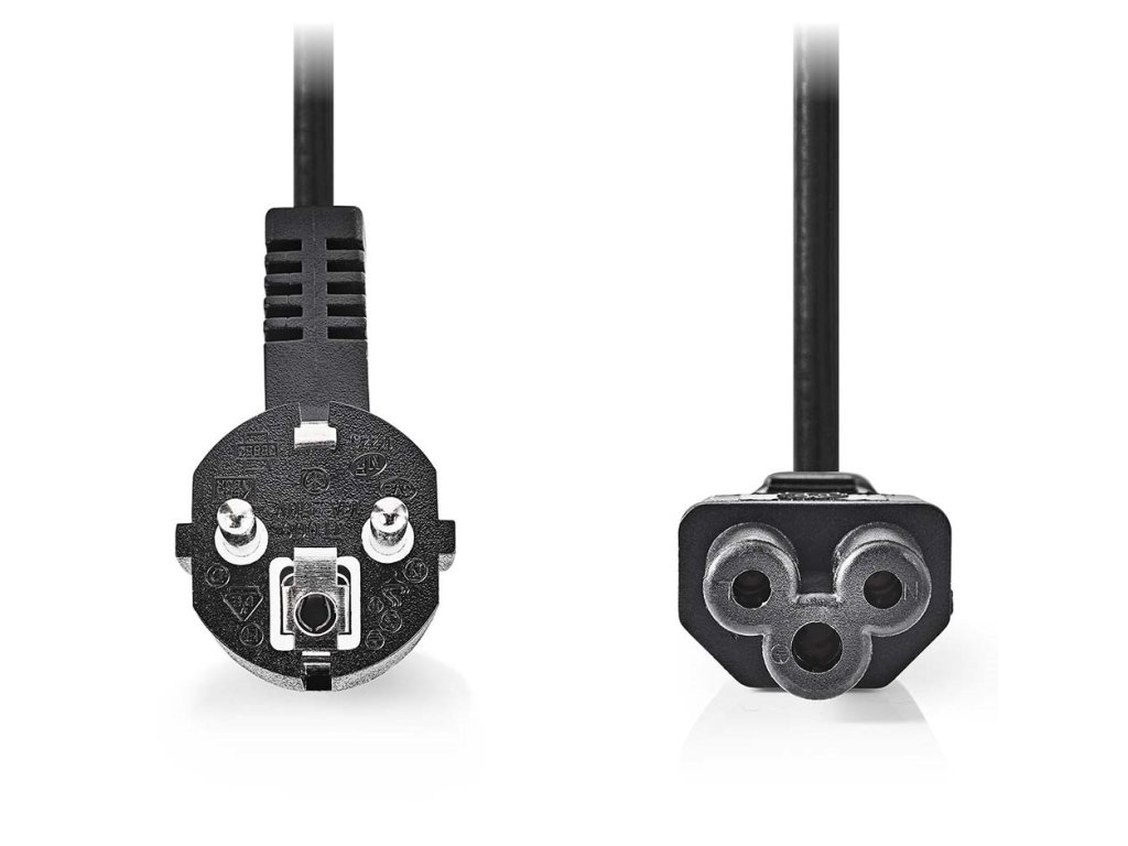 NEDIS napájecí kabel/ Typ F zástrčka - IEC-320-C5/ přímý/ úhlový/ trojlístek/ černý/ bulk/ 5m