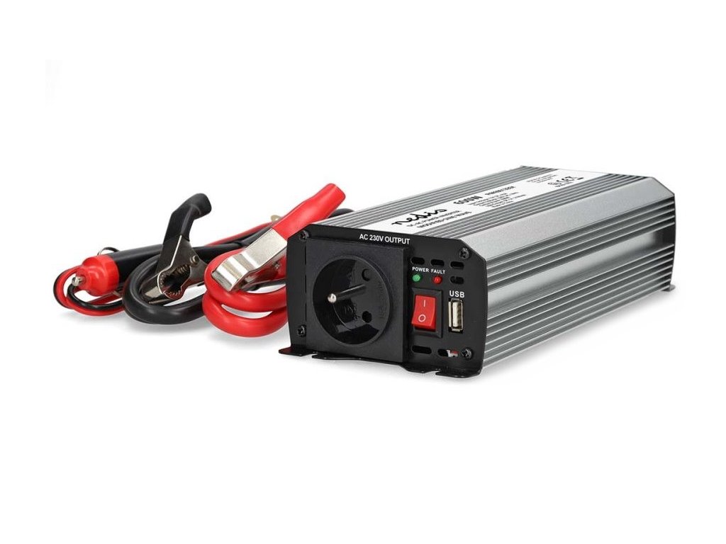 NEDIS měnič napětí/ modifikovaná sinusoida/ 12 V DC/230 V AC 50 Hz/ 600 W (1200 W špička)/ USB-A/ 1x zásuvka type E