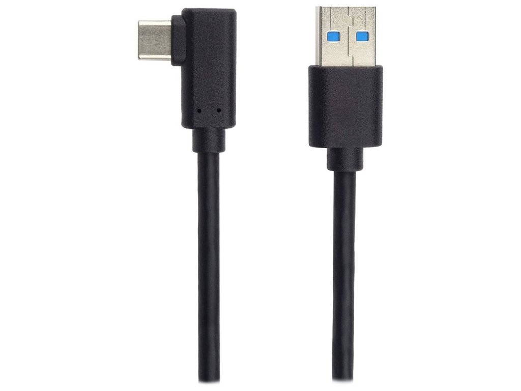 PremiumCord Kabel USB typ C/M zahnutý konektor 90° - USB 3.0 A/M, 3m