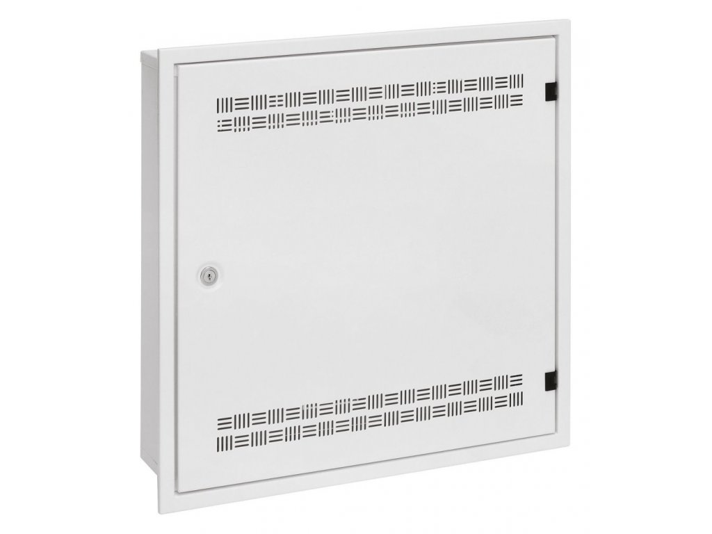 Solarix rozvaděč SOHO LC-18 do zdi s lištami 2U, 4U a 11U, 550x550x150mm, bílá RAL 9003, s rámečkem k zazdění
