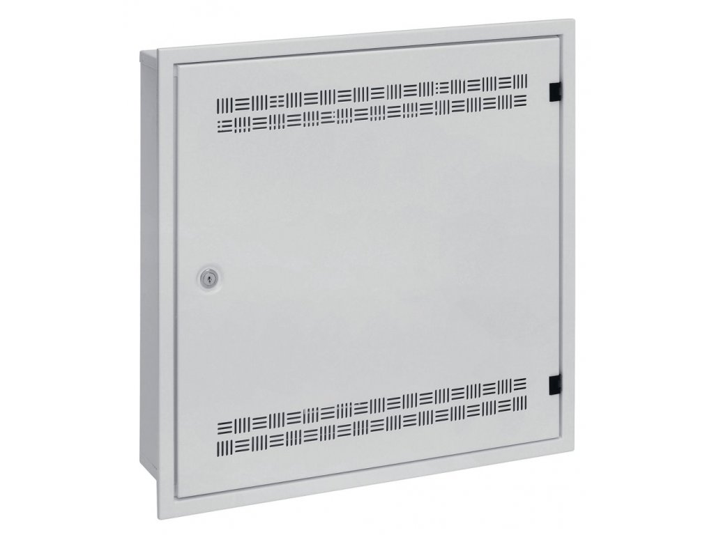 Solarix rozvaděč SOHO LC-18 do zdi s lištami 2U, 4U a 11U, 550x550x150mm, šedá RAL7035, s rámečkem k zazdění