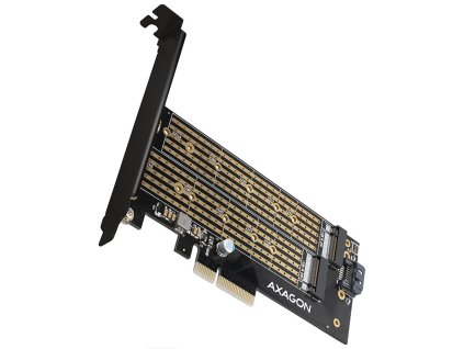 AXAGON slot adaptér do PCIe x4 na M.2 NVMe M-KEY nebo SATA B-KEY / PCEM2-D / low-profile
