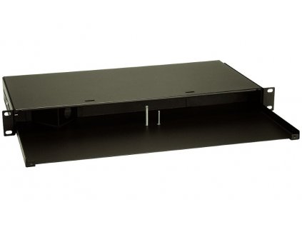 Solarix optická vana 19" s výsuvnou policí uzavíratelná klapkami 1U BK FOS2-1U-B