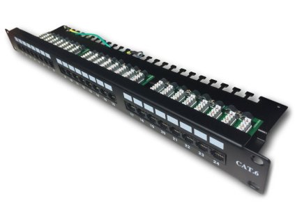 DATACOM Patch panel 19" UTP 24 port CAT6 LSA 1U BK (3x8p)hor.zářez