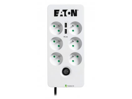 EATON přepěťová ochrana Protection Box 6 USB FR, 6 zásuvek + 2x USB
