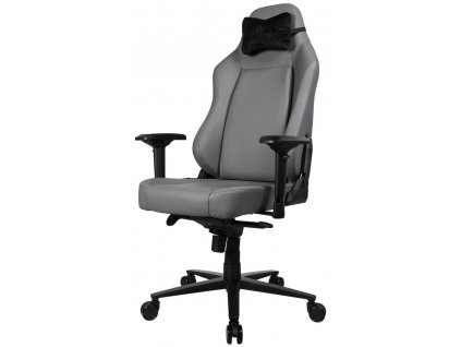 AROZZI herní židle PRIMO Full Premium Leather Anthracite/ 100% přírodní italská kůže/ světle šedá