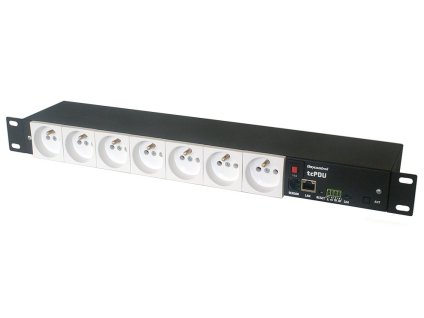 TINYCONTROL rackový distribuční modul síťového napájení 7port, měření spotřeby, MQTT, 1wire a I2C, 2 digitální vstupy