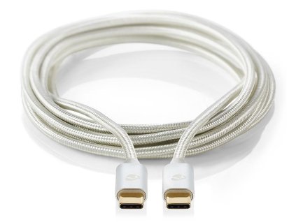 NEDIS PROFIGOLD USB 2.0 kabel/ USB-C zástrčka - USB-C zástrčka/ nylon/ stříbrný/ BOX/ 2m