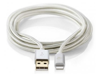 NEDIS PROFIGOLD Lightning/USB 2.0 kabel/ Apple Lightning 8pinový - USB-A zástrčka/ nylon/ stříbrný/ BOX/ 3m