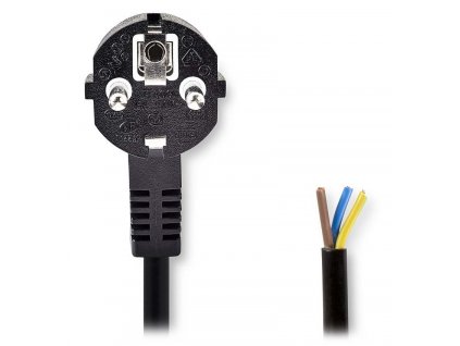 NEDIS napájecí kabel/ Typ F zástrčka - otevřený/ přímý/ úhlový/ černý/ bulk/ 3m