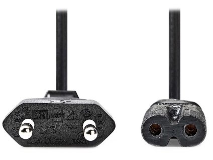 NEDIS napájecí kabel pro adaptéry/ Euro zástrčka - konektor IEC-320-C7/ přímý-přímý/ dvoulinka/ černý/ bulk/ 2m