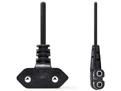 NEDIS napájecí kabel pro adaptéry/ Euro zástrčka - konektor IEC-320-C7/ úhlový-úhlový/ dvoulinka/ černý/ bulk/ 3m