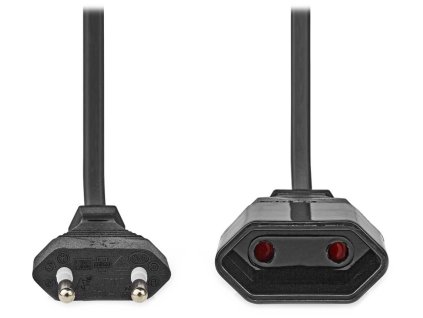 NEDIS napájecí kabel pro adaptéry/ Euro zástrčka - Euro zásuvka/ přímý-přímý/ dvoulinka/ černý/ bulk/ 2m
