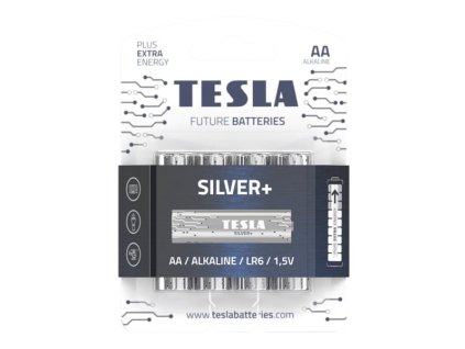 TESLA SILVER+ alkalická baterie AA (LR06, tužková, blister) 4 ks