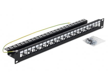 Triton 19' modulární patch panel 1U pro max. 24ks keystone,otvor 14,8x17,5mm , šedý