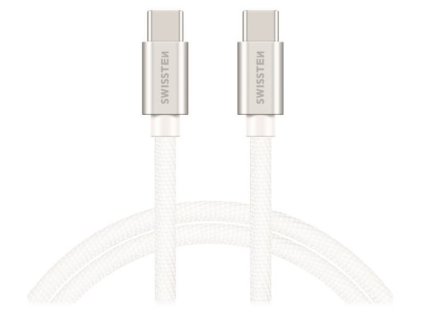 Swissten datový kabel USB-C / USB-C s textilním opletem, 2,0 M Stŕíbrný