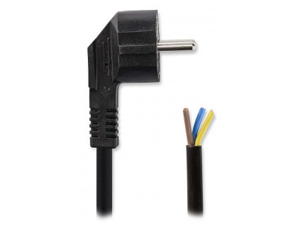 NEDIS napájecí kabel/ zástrčka Typ F/ úhlový - přímý/ poniklovaný/ černý/ bulk/ 1,8m