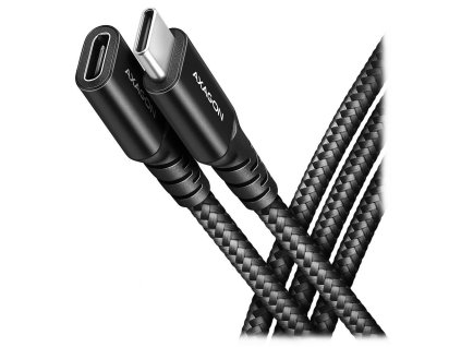 AXAGON prodlužovací kabel USB-C(M) na USB-C(F) / USB 3.2 Gen 2 / 5A / PD 240W / 8K HD / opletený / 1m / černý