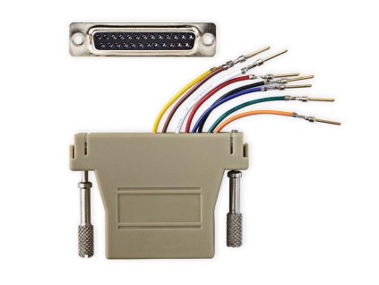 NEDIS serial adaptér/ zásuvka D-SUB 25-Pin - zásuvka RJ45/ poniklovaný/ slonovinová kost/ blistr