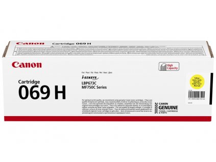 Canon originální vysokokapacitní toner Cartridge 069 H Y žlutý, MF752Cdw, 754Cdw, LBP673Cdw, kapacita 5 500 stran/K/
