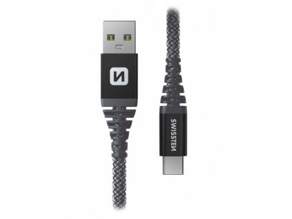 Swissten Datový kabel KEVLAR USB / USB-C 1,5 M ANTRACIT