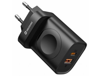 Swissten Síťový Adaptér 1xUSB-A, 1xUSB-C a  Apple Watch PD, QC 20W