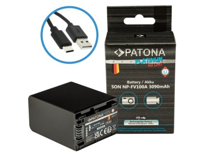 PATONA baterie pro foto Sony NP-FV100 3090mAh Li-Ion Platinum USB-C nabíjení