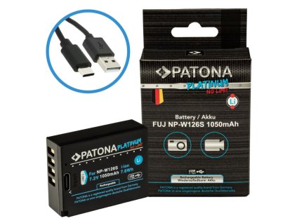 PATONA baterie pro foto Fuji NP-W126S 1050mAh Li-Ion Platinum USB-C nabíjení