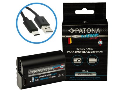 PATONA baterie pro digitální kameru Panasonic DMW-BLK22 2400mAh Li-Ion Platinum USB-C nabíjení