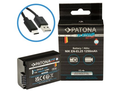 PATONA baterie pro foto Nikon EN-EL25 1250mAh Li-Ion Platinum USB-C nabíjení