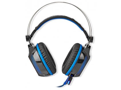 NEDIS herní headset GHST500BK/ drátová sluchátka + mikrofon/ zvuk 7.1/ LED/ USB/ kabel 2,1 m/ černo-modrý