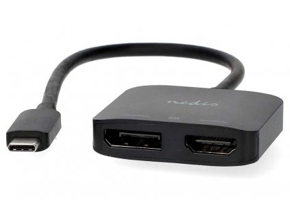 NEDIS kabelový adaptér USB-C/USB 3.2 Gen 1/ USB-C zástrčka - DisplayPort zásuvka - HDMI zásuvka/ černý/ BOX/ 20cm