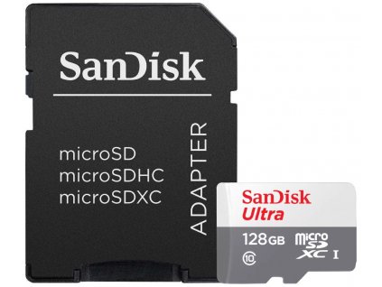 SanDisk Ultra 128GB microSDXC / CL10 UHS-I  / Rychlost až 100MB/s / vč. adaptéru