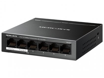 TP-Link Mercusys MS106LP Switch 6-Port, 4x 10/100 Mbps PoE+, 2x LAN, 802.3af/at, 40 W
