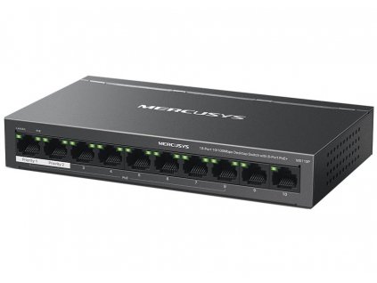 TP-Link Mercusys MS110P Switch 10-Port, 8x 10/100 Mbps PoE+, 2x LAN, 802.3af/at, 65 W