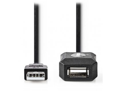 NEDIS prodlužovací aktivní kabel USB 2.0/ zástrčka USB-A - zásuvka USB-A/ černý/ bulk/ 5m