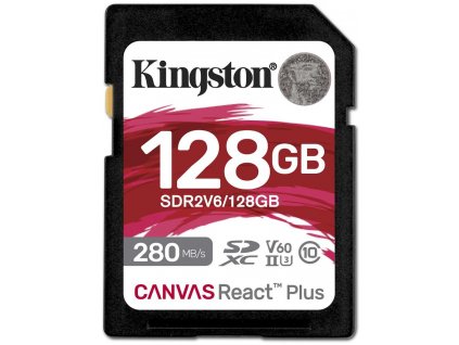 KINGSTON Canvas React Plus 128GB SDXC / UHS-II / U3 / V60 / 280R/100W / Full HD/4K