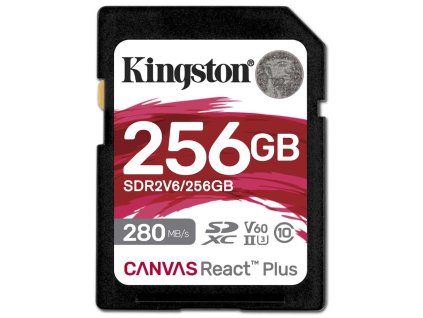 KINGSTON Canvas React Plus 256GB SDXC / UHS-II / U3 / V60 / 280R/100W / Full HD/4K