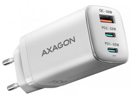 AXAGON nabíječka do sítě / ACU-DPQ65W / 2x USB-C / 1x USB-A / PD3.0/QC4+/PPS/SFC2.0/AFC/SCP/FCP/ Apple / 65W / bílá