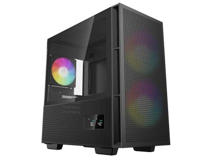 DEEPCOOL skříň CH360 Digital / mATX / 140mm +120 mm fan / USB 3.0 / USB-C /  mesh panel / prosklená bočnice / černá