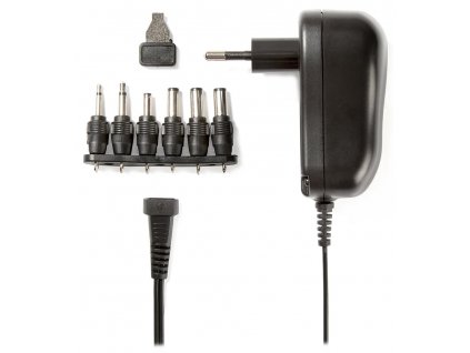 NEDIS univerzální napájecí AC adaptér/ 12W/ 3 - 12 V DC/ 100 - 240 V AC/ 6 konektorů/ 1,8 m/ černý