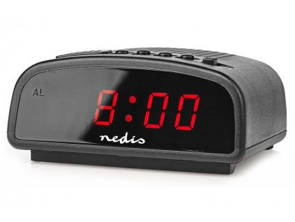 NEDIS digitální stolní budík/ LED displej/ funkce odloženého buzení/ jeden alarm/ černý