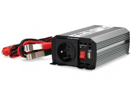 NEDIS měnič napětí/ modifikovaná sinusoida/ 12 V DC/230 V AC 50 Hz/ 300 W (600 W špička)/ USB-A/ 1x zásuvka type E