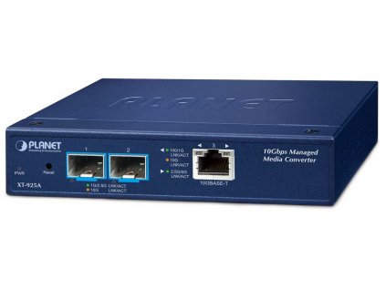 Planet XT-925A průmyslový konvertor, 1x10GBase-T - 2x10GBase-X SFP+, 0~50°C, DIN