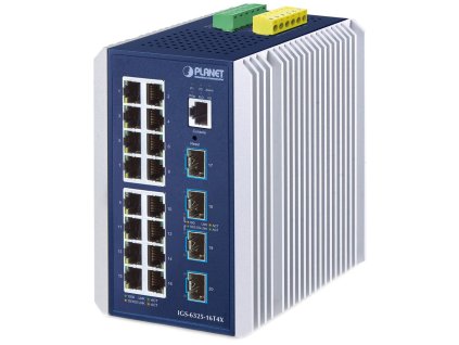 Planet IGS-6325-16T4X průmyslový L3 switch, 16x1Gb, 4x10Gb SFP+, -40~75°C, dual 9-48VDC, IP30, fanless