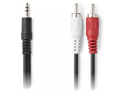 NEDIS redukční stereo audio kabel s jackem/ zástrčka 3,5 mm - 2x zástrčka RCA/ černý/ bulk/ 2m