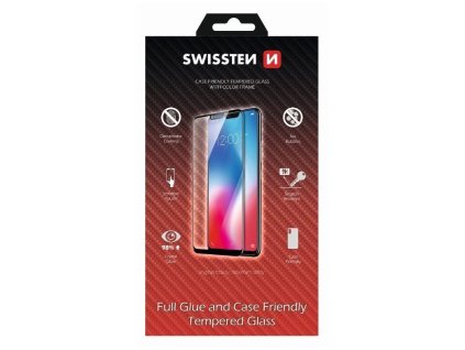 Swissten sklo Full glue, Color Frame, Case Friendly Apple iPhone 15 černé
