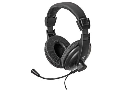 NEDIS headset CHST210BK/ drátová sluchátka + mikrofon/ 1x 3.5 mm jack/ 2x 3.5 mm jack/ kabel 1,8 m/ černý