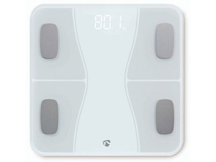 NEDIS chytrá osobní váha/ Bluetooth/ 16 měřících funkcí/ nosnost 180kg/ Android/ iOS/ ABS/ sklo/ bílá